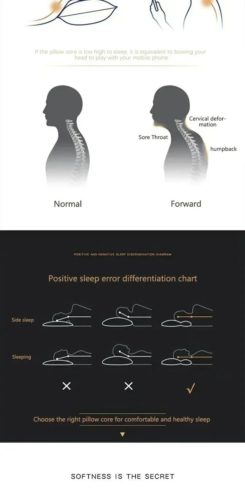 2024 New Neck Pillow Help Sleep And Protect The Neck Cervical Orthopedic Household Soybean Fiber Massage SPA Pillow For Sleeping