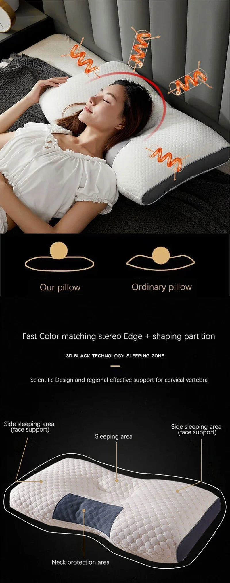 2024 New Neck Pillow Help Sleep And Protect The Neck Cervical Orthopedic Household Soybean Fiber Massage SPA Pillow For Sleeping